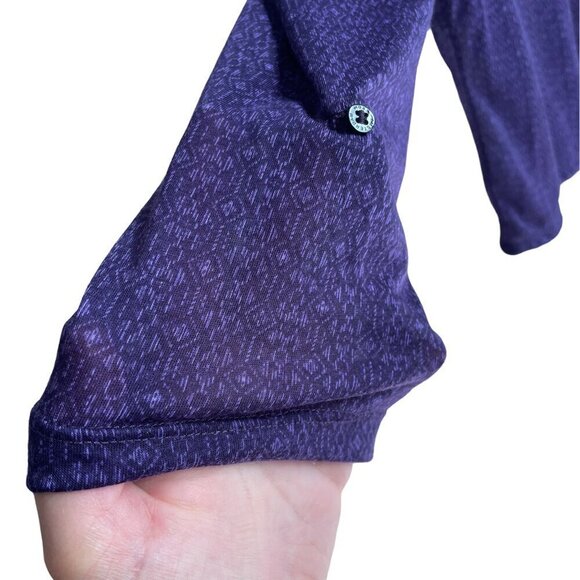 Mexx Purple Scoop Neck Sheer Top Blouse 3/4 Roll Up Sleeves Button Up Ruffle XL - Picture 4 of 15